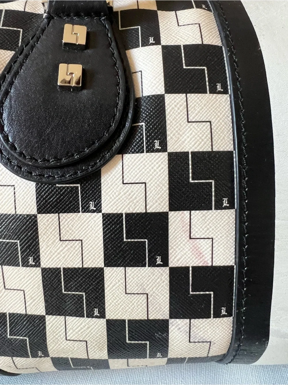 L.A.M.B Satchel Black & White Geometric Satchel Handbag- Rare hard to find